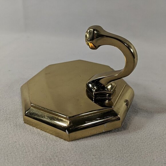 Valsan Vintage Made in Portugal Robe Hook Wall Door Gold Brass Octagonal Coat - Picture 4 of 9